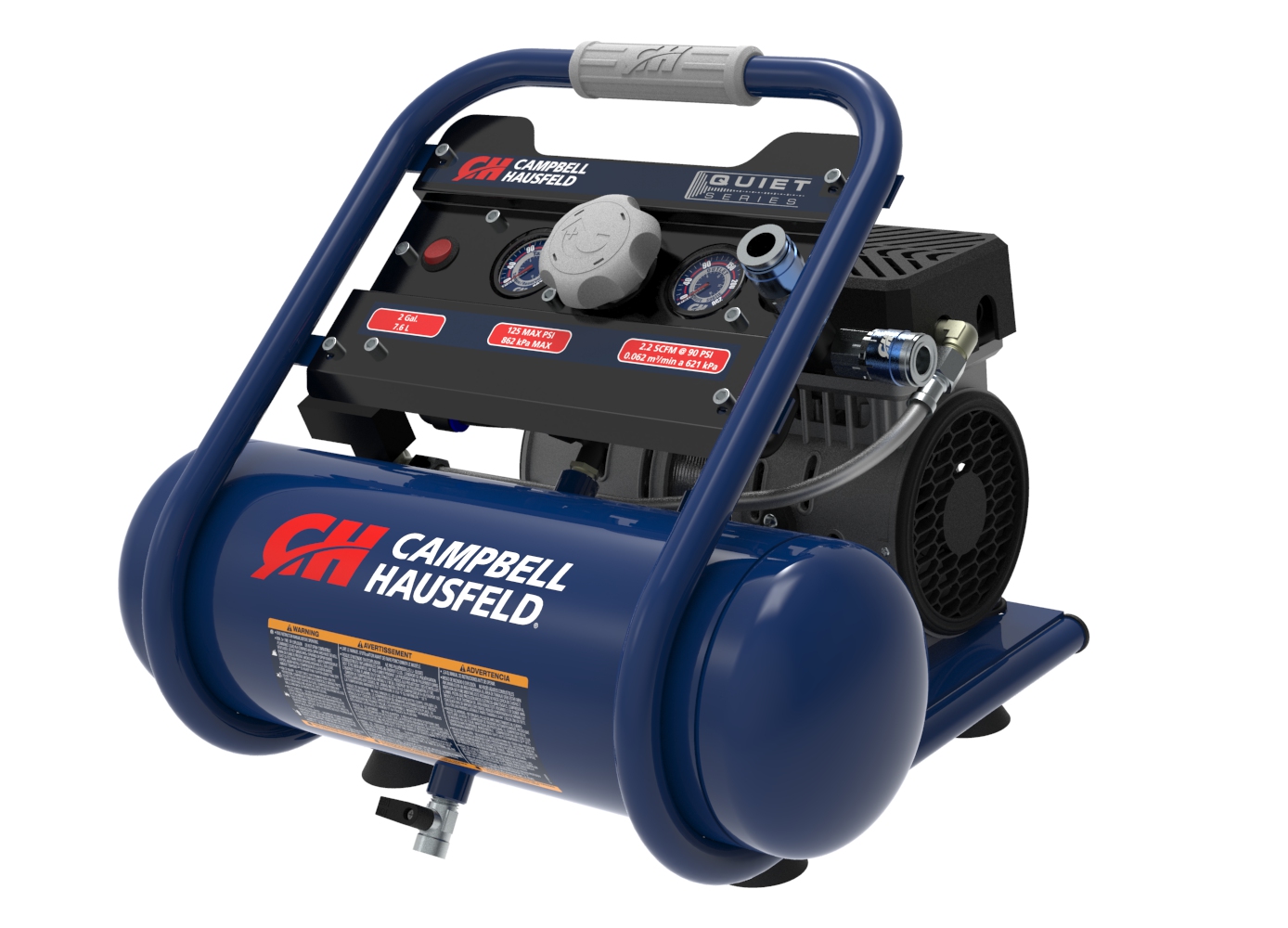 Quiet 2HP 2 Gal. 125PSI, Electric Oil-Free Portable Single Stage Air Compressor MAX 2.2 SCFM at 90PSI, 3.2 SCFM at 40PSI Hero